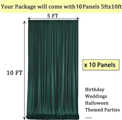 50ftx10ft Wrinkle Free Hunter Green Backdrop Curtains - Image 6