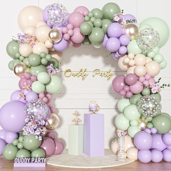 Ouddy Party Dusty Green Purple Pink Arch Garland Kit 18 12 10 5 Inch | - Image 2