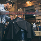 Nylon Barber Cape 64"x56" Waterproof Salon Large Hair Cutting Cape Haircut for Men with Adjustable Snap Closure Color Capes Professional Stylist Hairdresser Apron Adults Unisex Black
