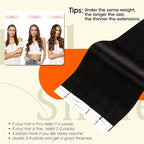 Full Shine Seamless Tape in Hair Extensions Human Hair Color 1B Black Injection Tape in Extensions Cover Thinning Areas Seamless Remy Skin Weft 16Inch 40G 20Pcs Bridal Hairstyles Lightweight