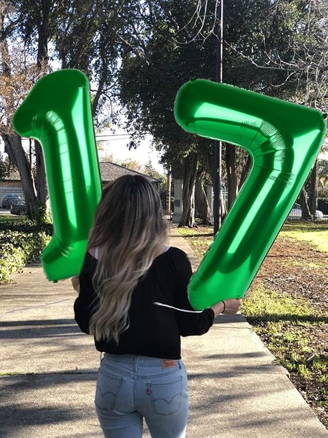 Number Balloons 17 Balloon Dark Green - Image 3