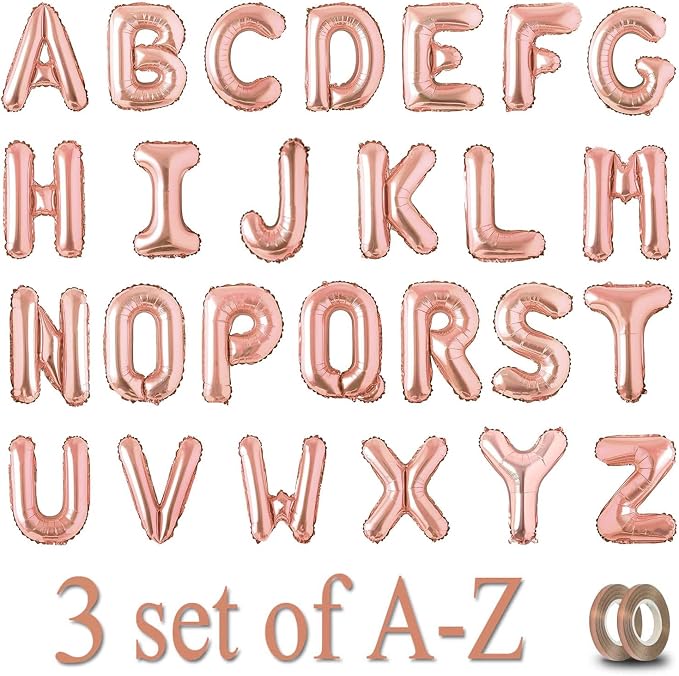 78pcs Letter Balloons Rose Gold Custom Alphabet Balloons Party Supplies by Uorbmaio
