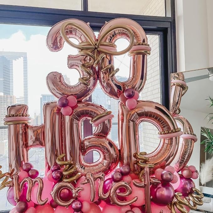 Rose Gold 30 Number Balloons, 40 Inch Big Giant Jumbo 30 Balloon Numbers Rose - Image 7