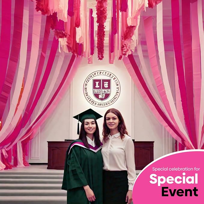 12 Pink Streamers, 984ft Pack of Crepe Paper Bachelorette Party Decorations | - Image 5