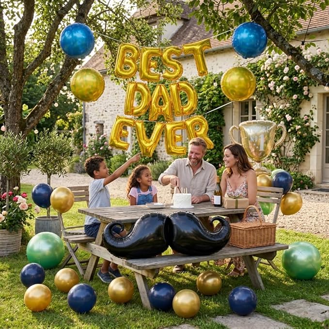 45 PCS Fathers Day Gift for Dad Happy Birthday Foil Balloon Party Decorations - Image 6