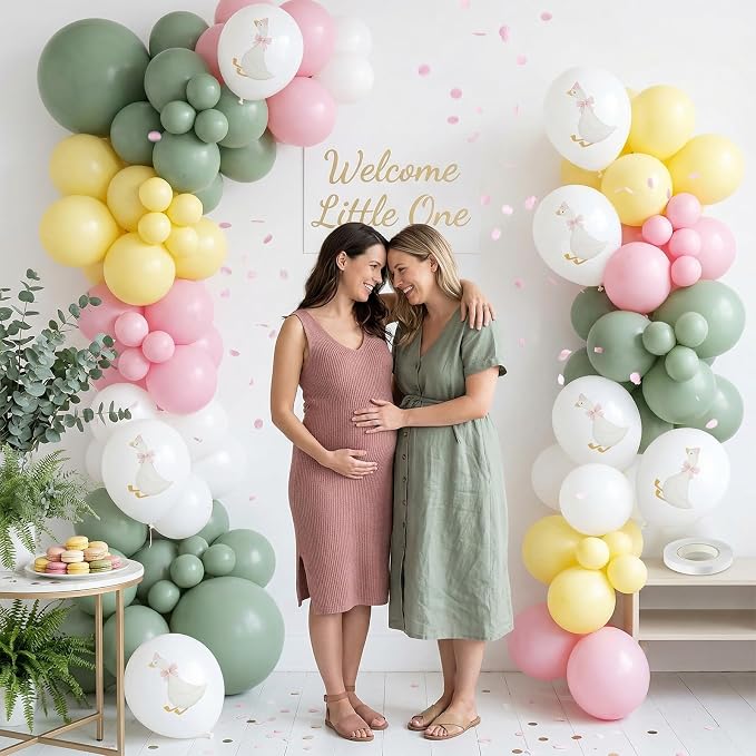 Pink and Green Goose Balloons for Baby Shower Decorations | 12-inch pastel pink - Image 7