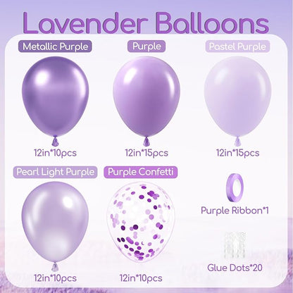60pcs Lavender Balloons 12inch, Light Purple Balloons - Image 2