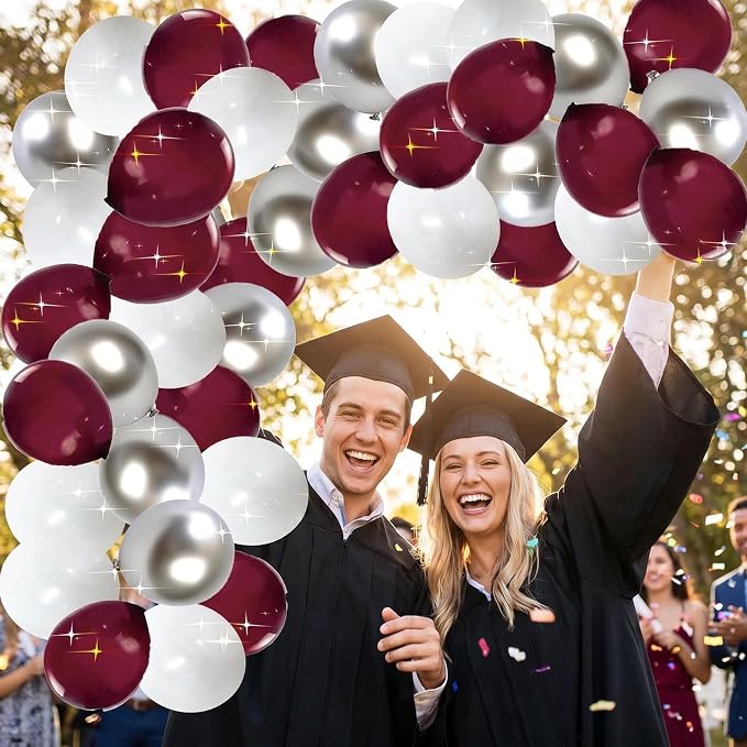 Graduation Decorations Maroon/Maroon White Graduation Party Decorations - Image 2