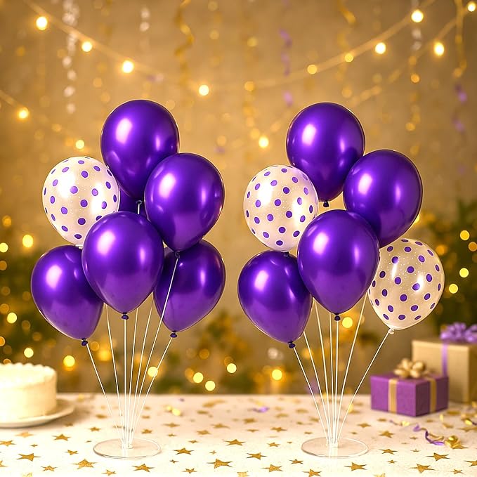 6pcs Purple Balloon Stands Kit Table Centerpiece Table Decorations - Image 2
