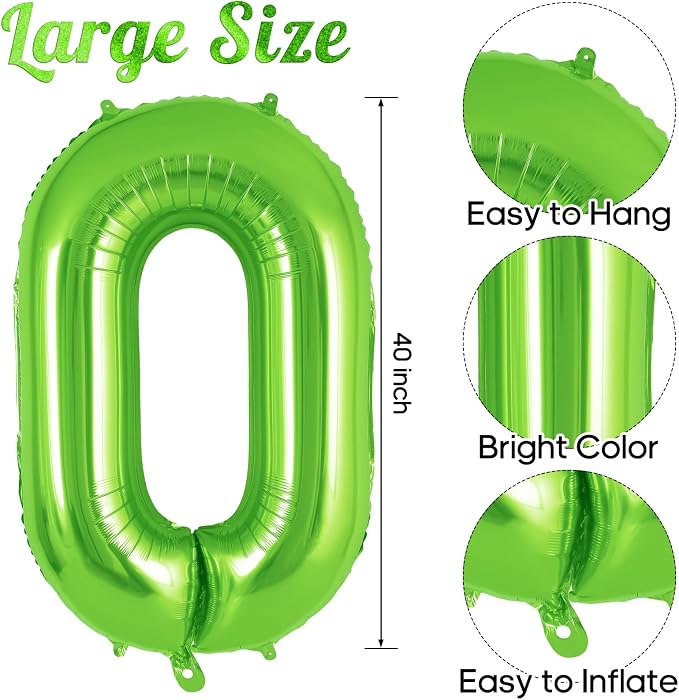 Green Number 0 Balloon 40 Inch, Big Large Foil Helium Number Balloons, Jumbo - Image 3