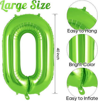 Green Number 0 Balloon 40 Inch, Big Large Foil Helium Number Balloons, Jumbo - Image 3