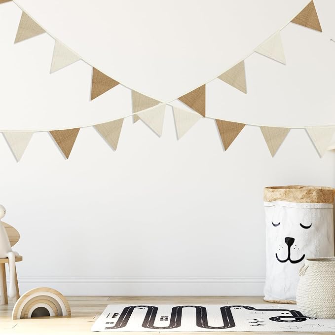 Oudain 2 Pcs Pennant Banner Flags Nursery Garland Triangle Bunting Flags - Image 5
