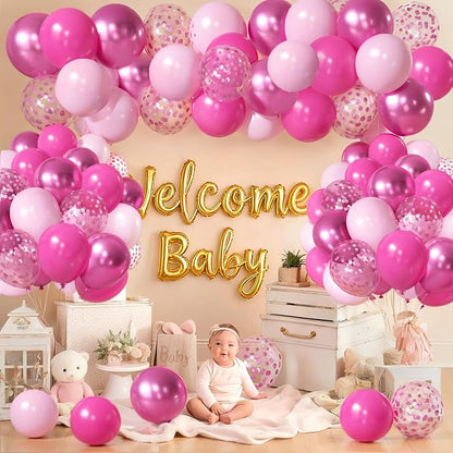 Hot Light Metallic Pink Confetti Balloons 50 Pcs 12 Inch | Princess Barbie Pink - Image 6