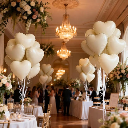 Cream Heart Balloons, Retro Apricot Helium Balloon - Image 6