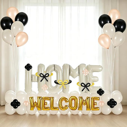 147 Pcs Housewarming Party Decorations, Cream Black Mettalic Gold Balloons - Image 6