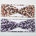 6PCS Leopard Boho Headbands for Women,Elastic Stretchy Boho Criss Cross Head Wrap, Wide Top Knot Turban Hair Band