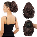Ponytail Extension, Clip on Ponytails for Women, 9" Claw Clip in Short Curly Wavy Pony Hair Extension for Women - Brunette