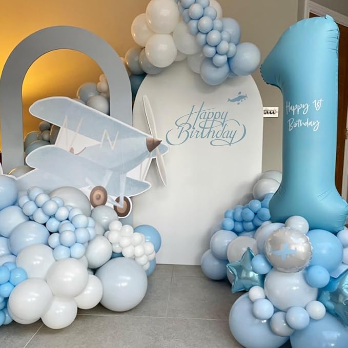 Awenztech Light Blue Balloons 12 inch, Pastel Blue Latex Balloon 50pcs Party - Image 3