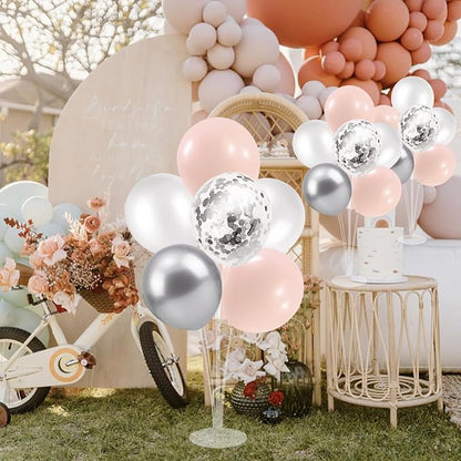 ZJDHPTY 4Set Silver Pink Balloon Stand Girl Baby Shower Decorations | Table - Image 5