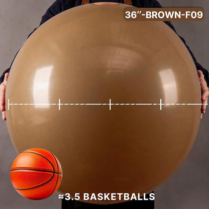 PartyWoo Brown Balloons 4pcs Boho Neutral Coffee Tan Fall Color | 36 Inch - Image 2