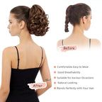 Ponytail Extension, Clip on Ponytails for Women, 9" Claw Clip in Short Curly Wavy Pony Hair Extension for Women - Light Golden Brown