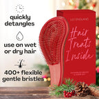 Lily England Detangler Brush & Comb Set - Lightweight Wide Tooth Detangling Tool for Women & Kids - Smooths Curly, Straight, Dry, Fine, & Thick Hair, Red Glitter