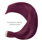 WENNALIFE Tape in Hair Extensions Human Hair Light Burgundy Tape in Extensions, 10pcs 25g 18 inch Remy Invisible Tape Ins Straight Colored Soft Real Human Hair Tape in Extensions Refill Set Extensions