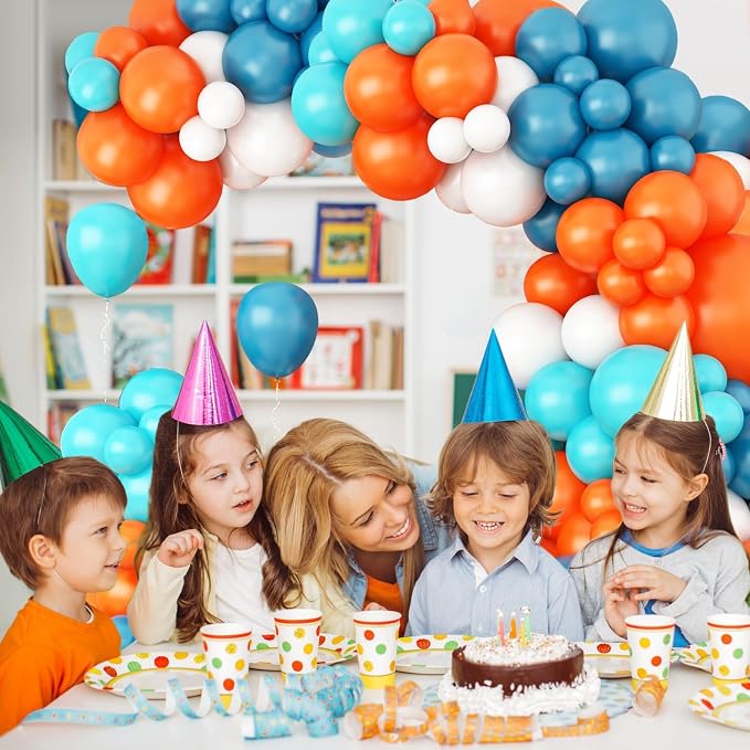 GRESATEK Orange-Blue-White Balloon Arch Garland Kit, Teal Blue Peacock White - Image 5