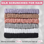6Pcs Silk Hair Ties Small 22 Momme 100% Pure Mulberry Silk Scrunchies for Women Girls Thin Skinny Hair Sleep Scrunchies No Damage(Color 14)