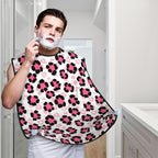 Adjustable Beard Bib, Non-Stick Hair Catcher Cape for Men's Shaving, Waterproof with 2 Suction Cups, Paint Splatter Cheetah Leopard Print Pink Shave Bib