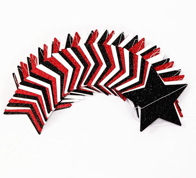 Black White-Red Birthday Party-Decorations Garland - 62FT Twinkle Little Star - Image 3