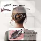 8 Pack Flat Tortoiseshell Hair Clips – French Style Matte Claw Barrettes for Women, Strong Hold Non-Slip Hair Accessories for Thick or Thin Hair, Chic Neutral Leopard Pattern