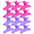Ondder Purple Hot Pink Butterfly Hair Claw Clips for Styling & Sectioning - Pro Clamp Clips for Makeup, Cutting & Coloring - Hair Accessories for Women & Girls