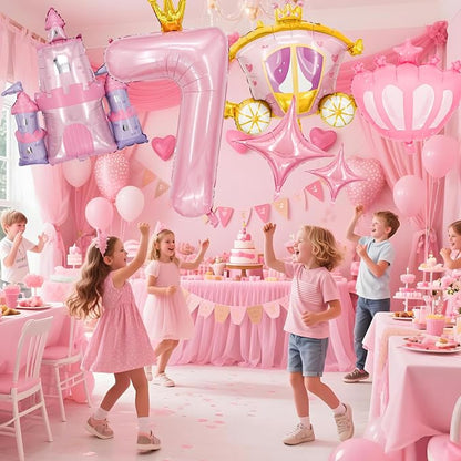 Minyu 6-Piece Princess Theme Party Decoration Set: Princess Carriage + Pink - Image 7