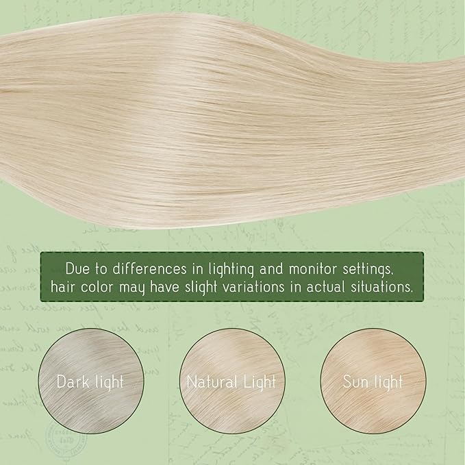 RUNATURE Clip in Hair Extensions Real Human Hair Blonde, Real Hair Extensions Clip in Human Hair, Long Straight Human Hair 24 Inch 135g 7pcs #800 Platinum Blonde