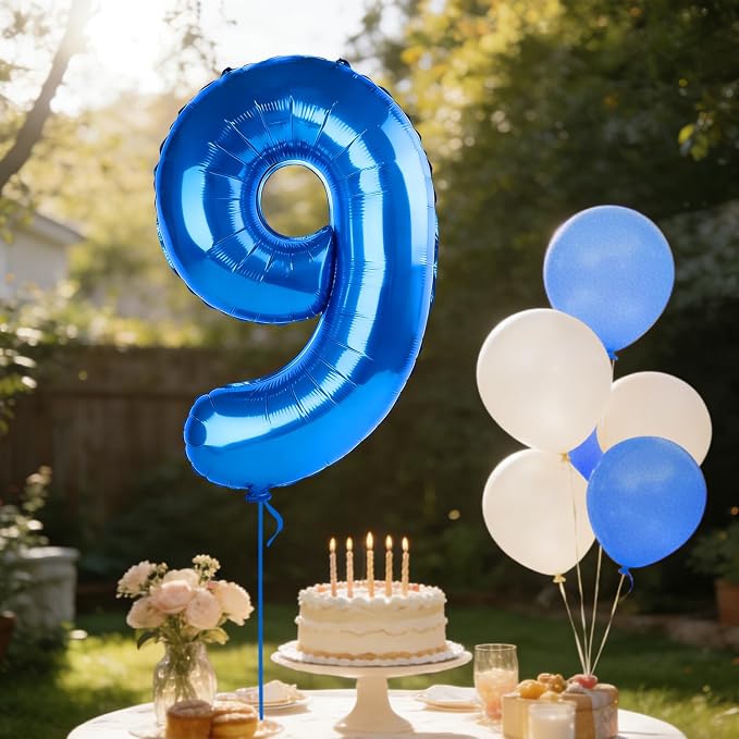 40 Inch Number 9 Balloons for 9th Birthday Party Decorations, 0-100 Dark Blue - Image 3
