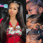 28 Inch Lace Front Wigs Human Hair Pre Plucked 200 Density Glueless HD Lace Frontal Wigs Human Hair with Baby Hair 13X6 Straight wig Lace Front Wigs for Women