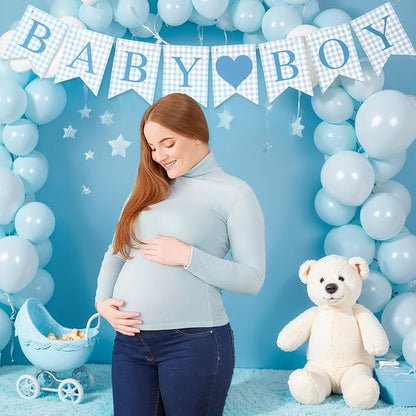 Hahafelt 1 Pcs Blue Gingham Baby Boy Banner - Image 5