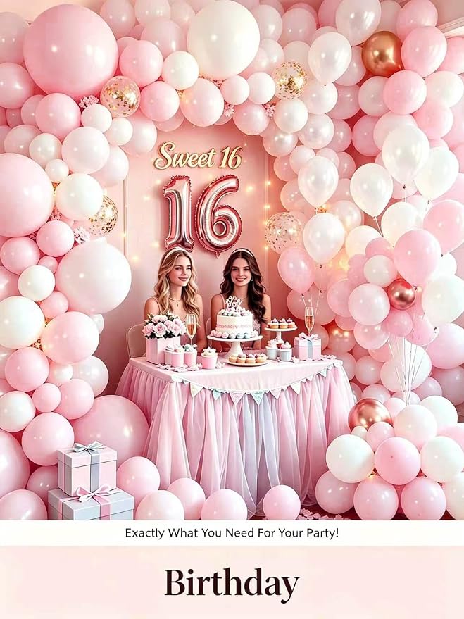 Pink Balloons 125 Pcs Different Sizes of 18 12 10 5 Inch Pastel Baby Soft Pink - Image 8