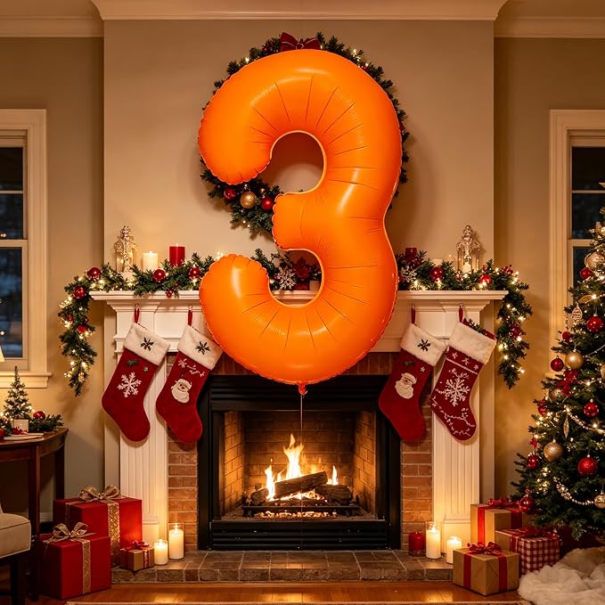 Fluorescent Orange Number Balloon 40 inch Giant Foil Helium Balloons Orange - Image 6