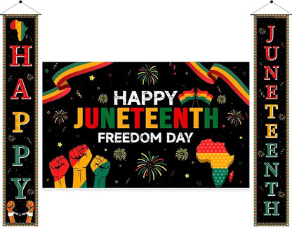 3Pcs Juneteenth Decoration Outdoor Happy Juneteenth Banner, June 19th by Unknown