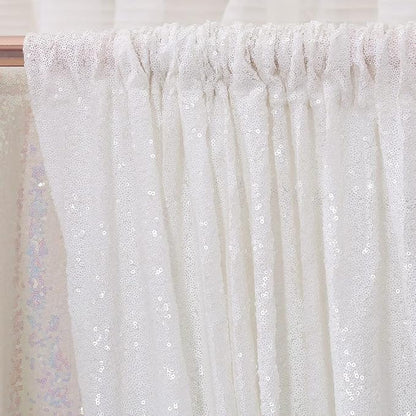 Poise3EHome White Sequin Backdrop Curtain, 4 Panels 2FTx8FT Glitter Background - Image 5