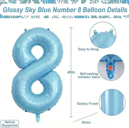 Pearlescent Blue Number 18 Balloon 40 Inch, Giant Eighteen Birthday Balloons - Image 4