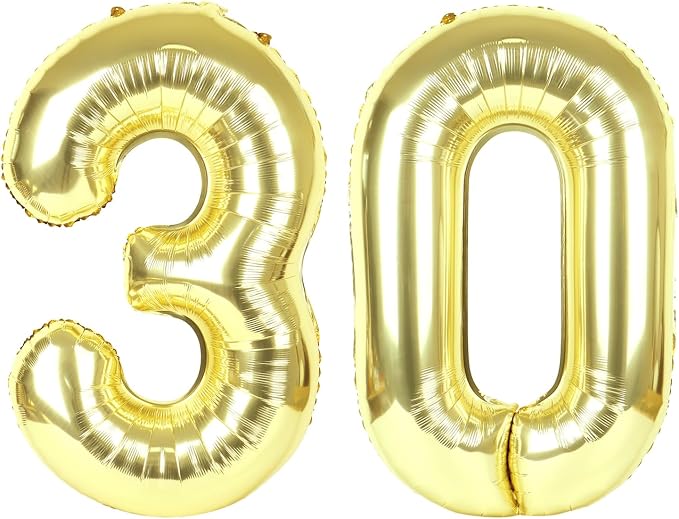 30 Balloon - Champagne Gold Birthday Number Balloons, 40 Inch Decorations | by ALPHADELTAPI