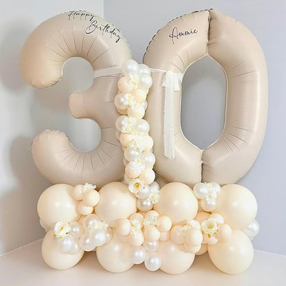 40 Inch Cream Number 30 Balloon - Image 3