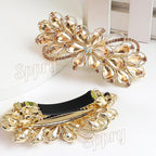 Large Gorgeous Rhinestone Hair Barrette for Women, Flower Jewelry Design (Pink)