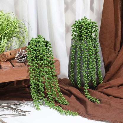 2pcs Fake Hanging Plants Fake Potted String of Pearls Succulent Plants Small - Image 4