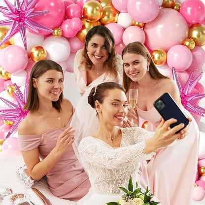 LOOLEY 137Pcs Pink and Gold Balloons Garland Arch Kit - Image 5