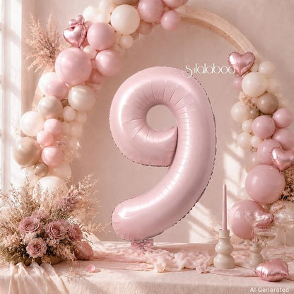 40 Inch Light Pink Number 9 Foil Big 0-9 Giant Digital Balloon | 9th - Image 4