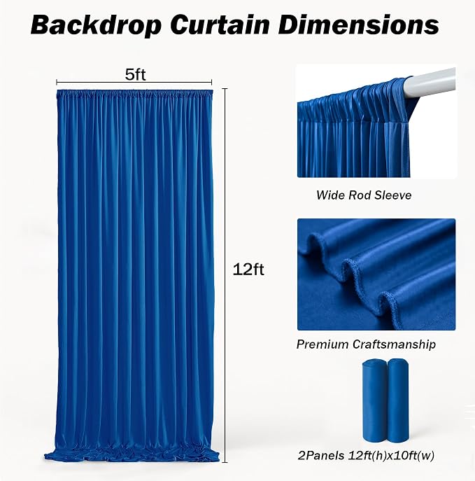 10ft×12ft Royal Blue Backdrop Curtain - Image 6